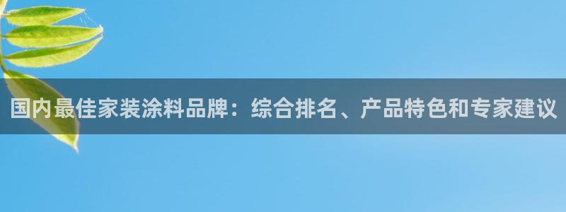 官方和记国际平台登录：国内最佳家装涂料品牌：综合排名、产品特色和专家建议